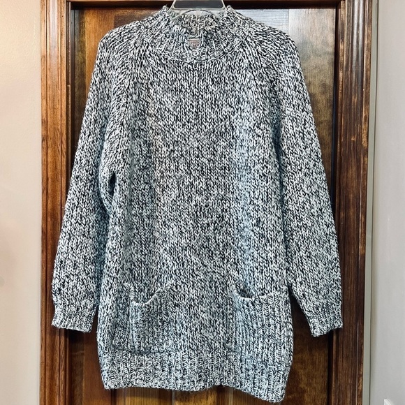 SALE 1/2 OFF Chunky Sweater Tunic Marled Yarn Sz L Notched Neck EUC Pronto Moda - Picture 1 of 12